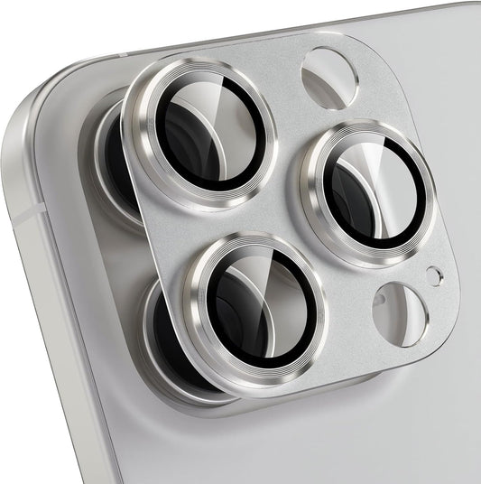 Choiche Compatible for iPhone 16 Pro/iPhone 16 Pro Max Camera Lens Protector, Bling Camera Cover with 9H Tempered Glass Lens Screen Protector Metal Ring Accessories (Titanium Natural)