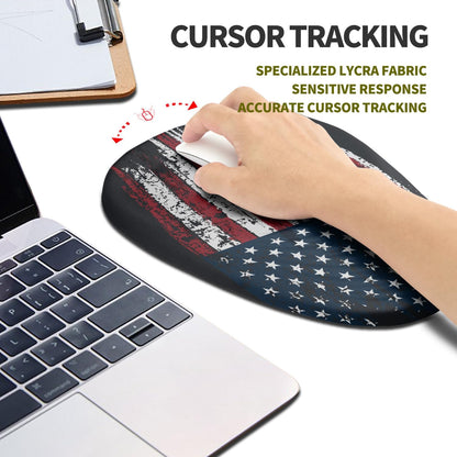 Hokafenle Ergonomic Mouse Pad Wrist Support, Terraced Slope Carpal Tunnel Wrist Pad for Mouse with Unibody Memory Foam, Wrist Rest Pain Relief Mousepad (US Flag, 11.8x7.9 in)