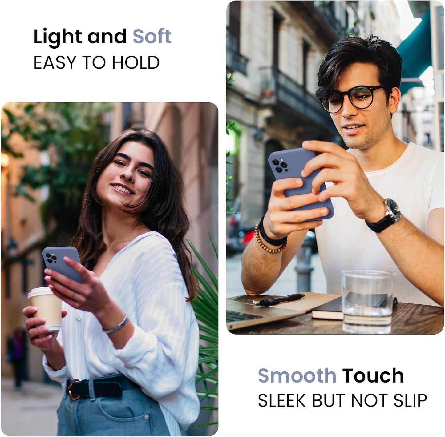 FireNova Designed for iPhone 13 Pro Case, Silicone Upgraded [Camera Protection] Phone Case with [2 Screen Protectors], Soft Anti-Scratch Microfiber Lining Inside, 6.1 inch, Lavender Gray