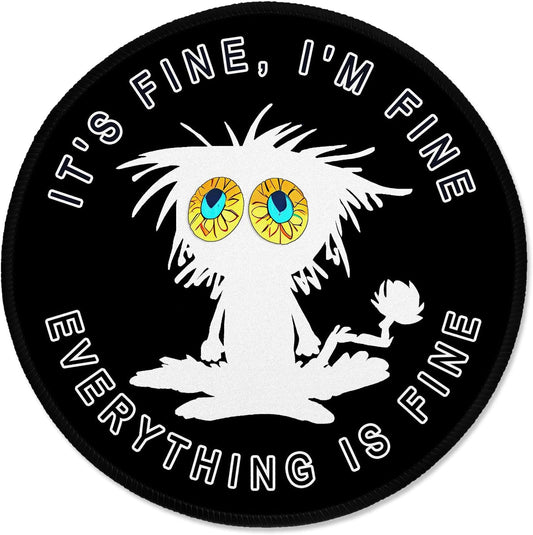 ITNRSIIET Round Mouse Pad with Stitched Edge Premium-Textured Waterproof Non-Slip Rubber Base Desktop Protection Mat Diameter 8.7 inches, Funny Cat