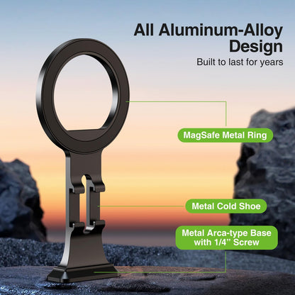 elitehood Aluminum Magsafe Tripod Phone Mount, Compact Phone Holder for Tripod with Arca Swiss Quick Release Plate & 1/4" Screw Adapter, Magnetic iPhone Mount Accessories Fit iPhone 16 15 14 13 Series