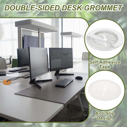 PATIKIL Desk Grommet 2-3/8", 4 Pcs Round Cable Grommet Cord Hole Cover with Adhesive Tape Flexible Table Wire Organizer for Office Home Table Countertop, Light Gray