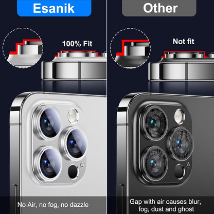 Esanik 2023 Upgrade 2 Pack for iPhone 14 Pro/iPhone 14 Pro Max Camera Lens Protector, Aluminum Alloy Metal matte Case Tempered Glass Camera Screen Cover, Scratch Resistant Case Friendly (Silver)