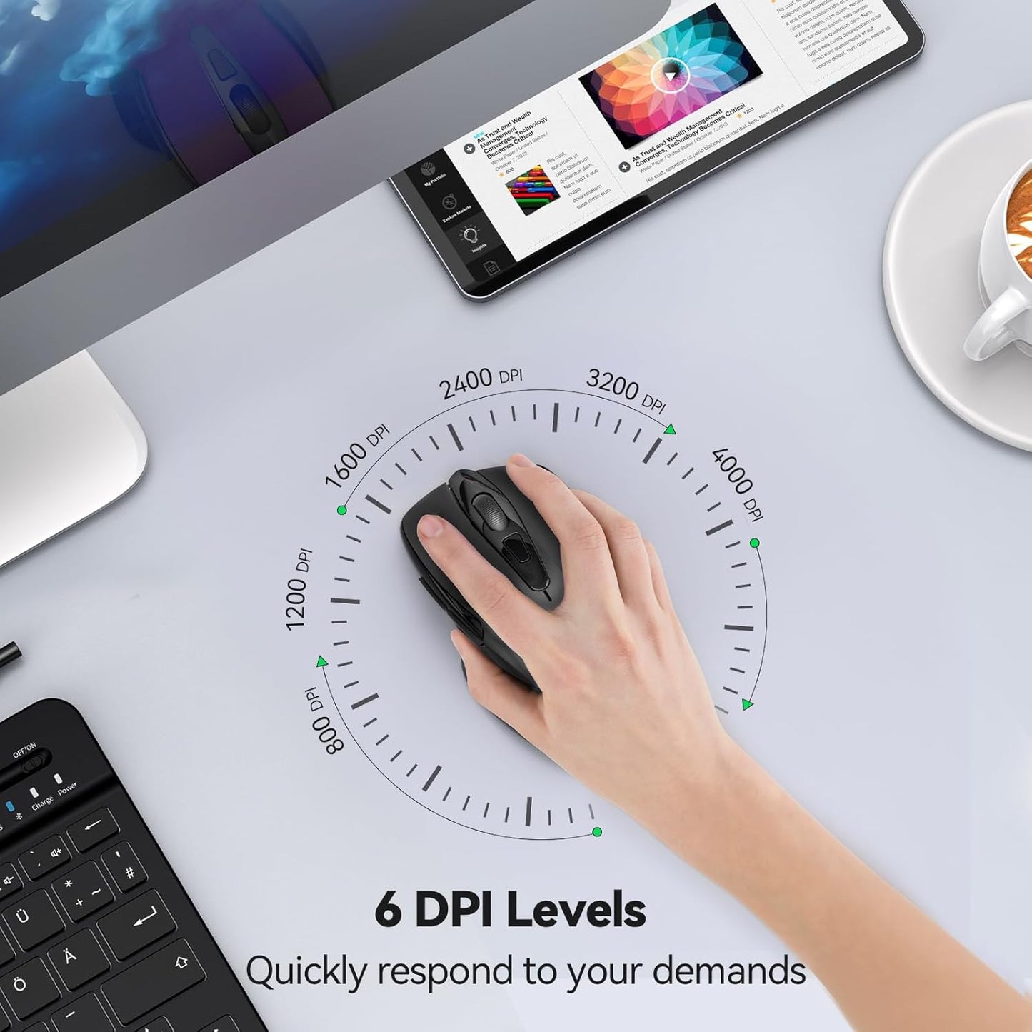 TECKNET Wireless Mouse for Laptop, Silent Mouse Quiet Click, Computer Mice Wireless, 6 Adjustable 4000 DPI Computer Mice