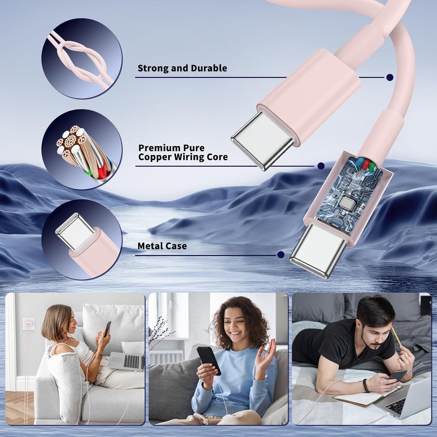 Super Fast Samsung Charger Type C,45W Dual Port USB C Fast Charger Block [2-Pack] & Extra Long 60W 3/6/6/10FT USB C Cable - PD Quick Charging 3.0 for Samsung Galaxy S25 Ultra/S24+/S23 iPhone 16