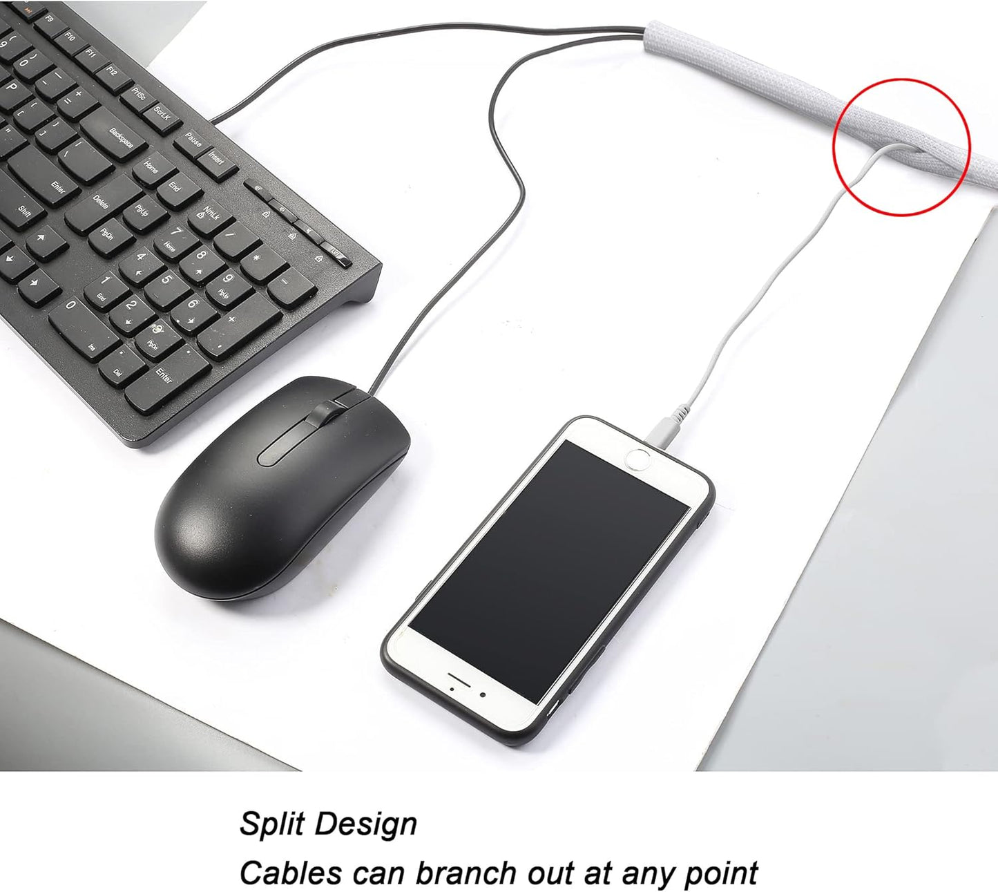 CrocSee 25ft - 1.25 inch Braided Cable Management Sleeve Cord Protector - Self-Wrapping Split Wire Loom for TV/Computer/Home Theater/Engine Bay - White