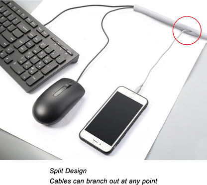 CrocSee 25ft - 1/2 inch Braided Cable Management Sleeve Cord Protector - Self-Wrapping Split Wire Loom for TV/Computer/Home Theater/Engine Bay - White