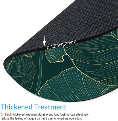 Mouse Pad, Round Computer Mouse Mat with Design, Non-Slip Rubber Base Small Mousepad, Waterproof Office Mouse Pads, Green Tropical Leaves