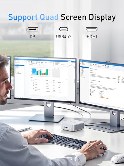 MINISFORUM AI Mini PC M1 Pro-125H with Intel Core Ultra 5 Processor 125H(14C/18T,up to 4.5Ghz), Mini Computer 32GB DDR5 PCIe4.0 SSD 1TB,Triple Display with HDMI 2.1/USB4/DP,5X USB Ports, WiFi 7,BT5.4