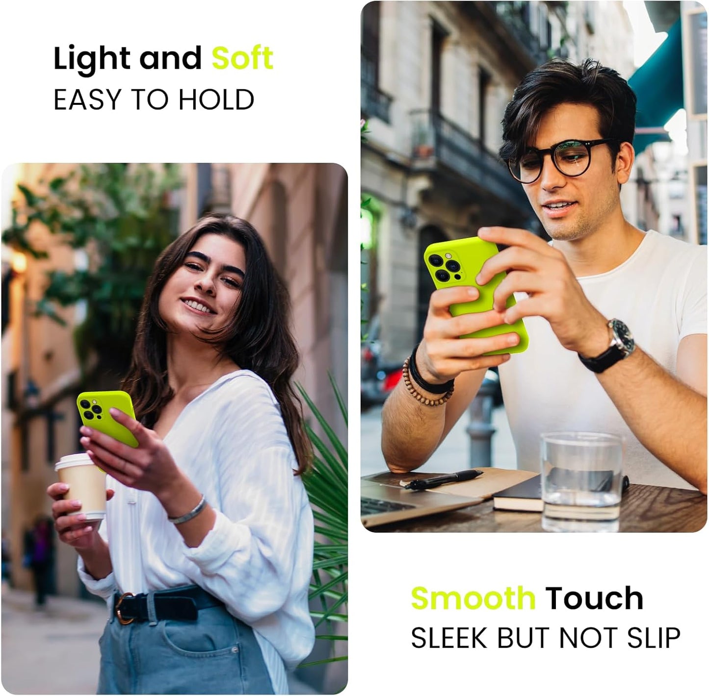 FireNova Designed for iPhone 15 Pro Max Case, Silicone Upgraded [Camera Protection] Phone Case with [2 Screen Protectors], Soft Anti-Scratch Microfiber Lining Inside, 6.7 inch, Fluorescent Green