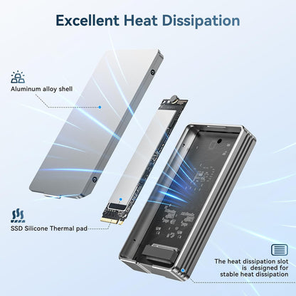 ANYOYO 40Gbps M.2 NVMe SSD Enclosure with Aluminum Alloy for M1 M2 Pro/Max, NVMe Enclosure Compatible for Thunderbolt 3/4/5/USB4/3.2/3.1 Support M/B+M Key Size 2230/2242/2260/2280 up to 2700 MB/s