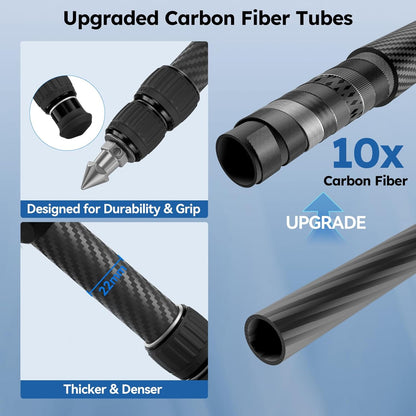 SIRUI Mini Carbon Fiber Tripod with Extendable Center Column, Max Height 26", Supports 33lbs - Ultra-Light 1.7lbs for Desk & Travel, New Anti-Corrosion Carbon Fiber(AM-223S+SL-100S)