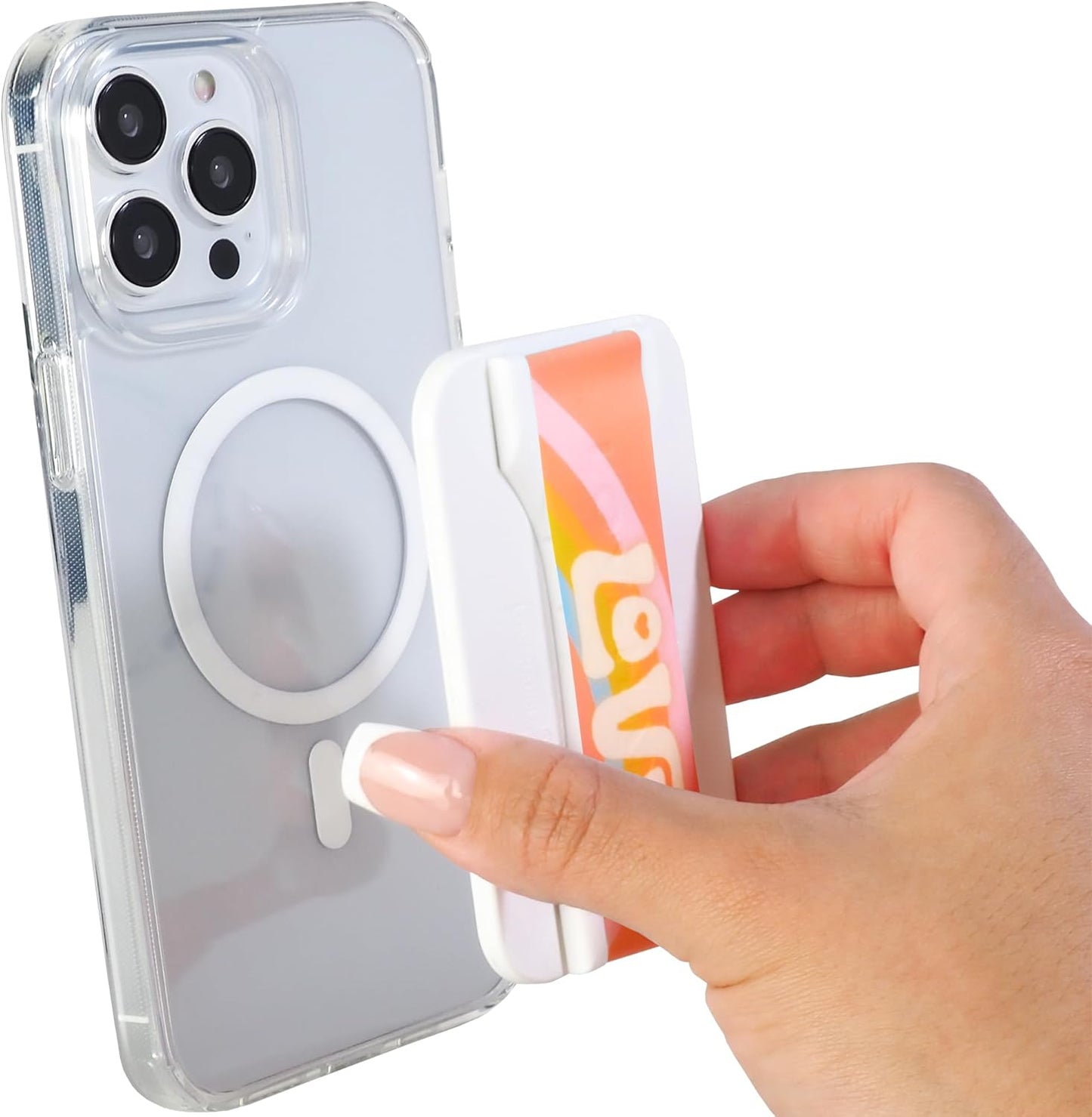 LoveHandle PRO MagSafe Compatible Magnetic Phone Grip w/Kickstand - Mount, Strap and Stand for Smartphone and Tablet - MagSafe Ring Included - Fits All Devices - Love