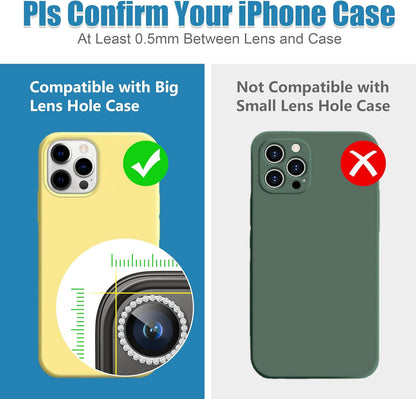 AGVEE 3+3 6 Pack for iPhone 15 Pro 6.1" / 15 Pro Max 6.7" Camera Lens Protector, Bling Diamond & Bling Glitter Metal Ring 9H Tempered HD Glass Camera Protector Cover Film, Bling-Black