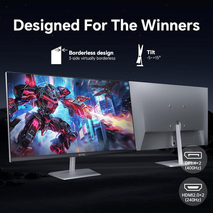 KTC 24.5 inch 400Hz 240Hz Gaming Monitor | Fast IPS 1ms | FHD 1080P Monitor | HDR 400 128% sRGB | HDMI x2, DP x2 |Tilt Adjustability Silver-Gray VESA 360Hz Monitors H25X7