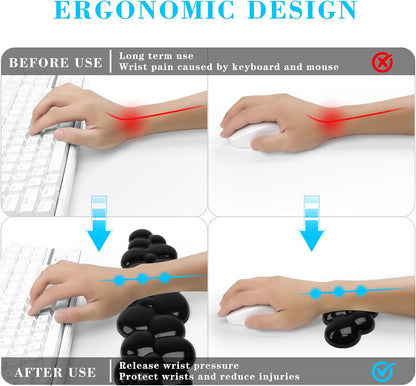 Gel Cloud Keyboard and Mouse Wrist Rest, Cute Wrist Support and Arm Support Keyboard Rest for Keyboard and Mouse Typing Pain Relief，Suitable for Office/Computer/Laptop/Gaming (Transparent Black)