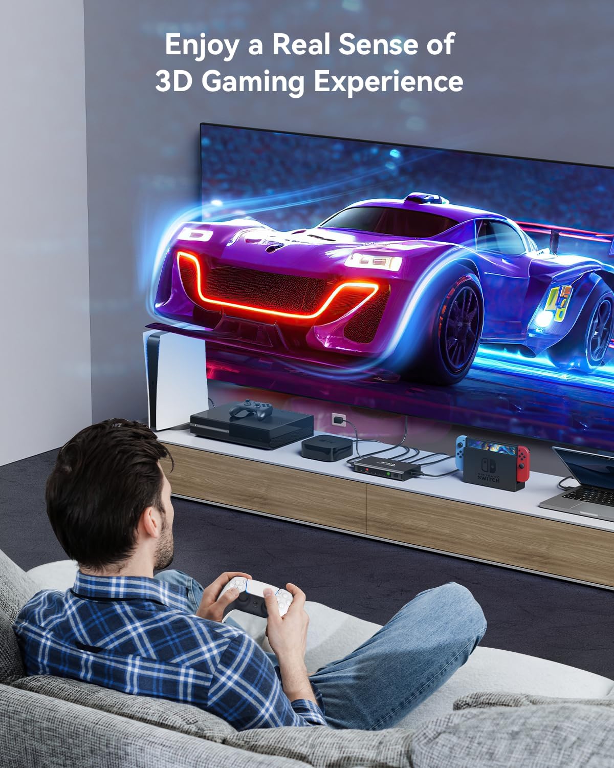 HDMI Switch 5 in 1 Out 4K@60Hz, GANA HDMI Splitter Switcher with Remote, Aluminum HDMI 2.0 Switch Box Hub for 3D, HDCP2.2, HDR, Compatible with Xbox, PS5/4/3,Fire Stick,Roku,Blu-Ray Player, Black