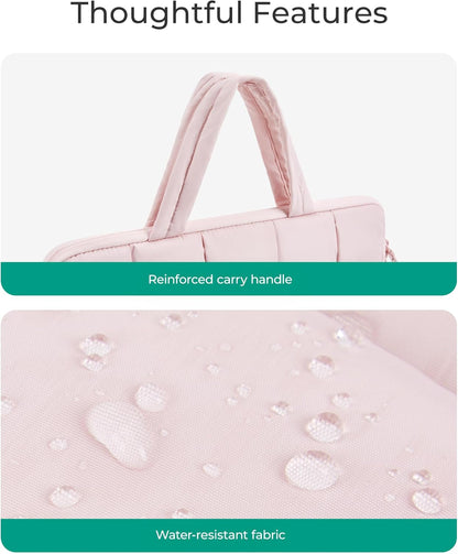 BAGSMART 15.6 Inch Laptop Case, Lightweight Puffy Laptop Sleeve with Handle, Compatible with MacBook Air Pro 15 16 Inch M4 M3 M2 M1, Laptop Bag for Women Fitted with Dell,HP, Black