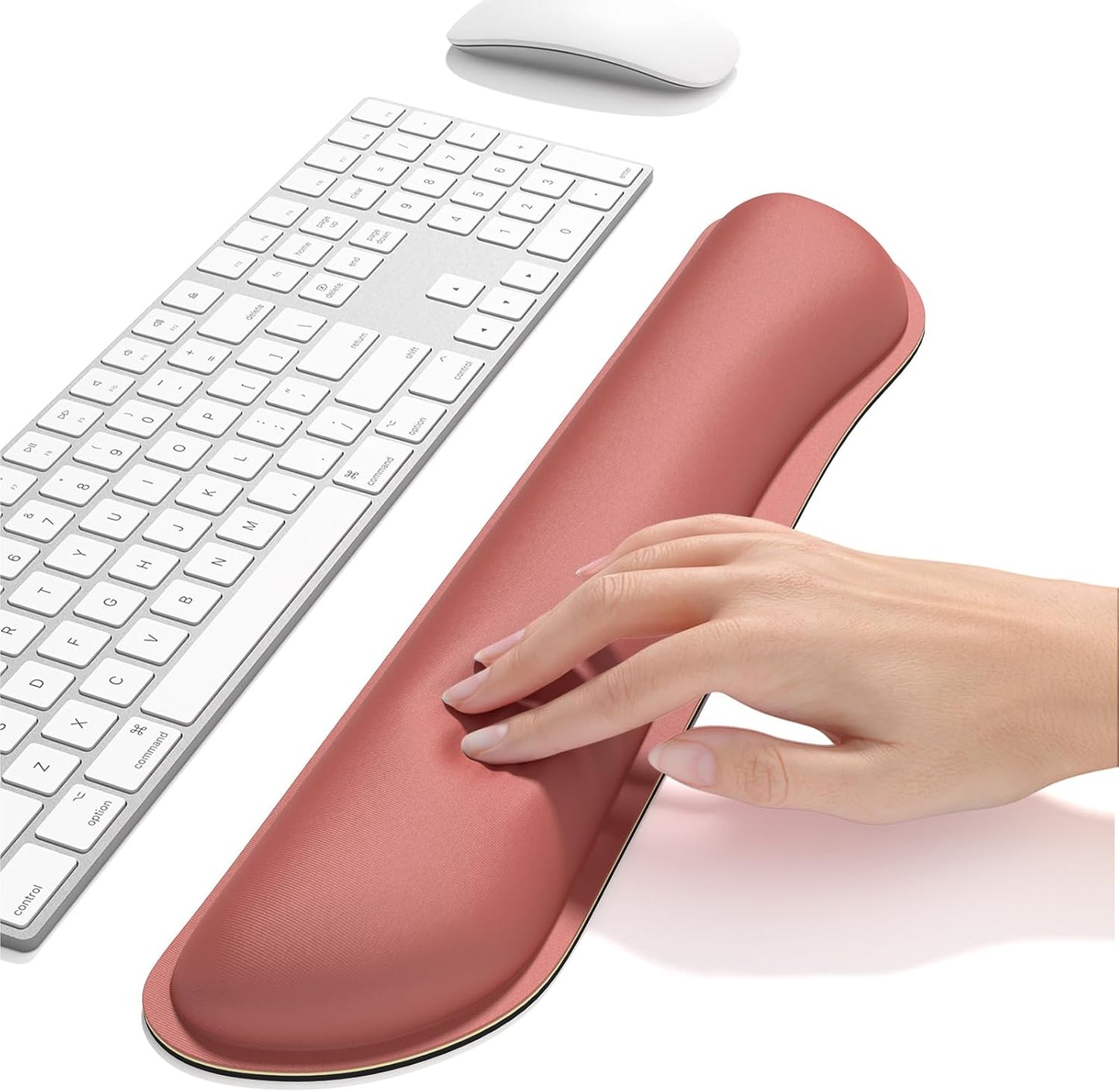 Dapesuom Enlarge Keyboard Wrist Rest, Memory Foam Keyboard Wrist Cushion for Computer Desk Mats Support, Typing Pain Relief Ergonomic Mouse Pad Rests with Non-Slip Base for Gaming, Laptop, Indian Red