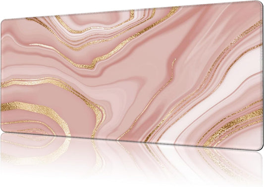 Mouse Pad Large Liquid Marble Non-Slip Gaming Desk Mat with Stitched Edge Laptop Keyboard Desk Pad for Work Home Gaming (35.4 x 15.7 Inches)