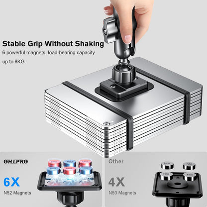OHLPRO Magnetic Tablet Car Mount Holder, 360°Rotatable Drill Base iPad Wall Mount, Strong Magnet Tablet and iPad, Galaxy, Kindle, Fire HD, Truck, Car, Desk, Boat