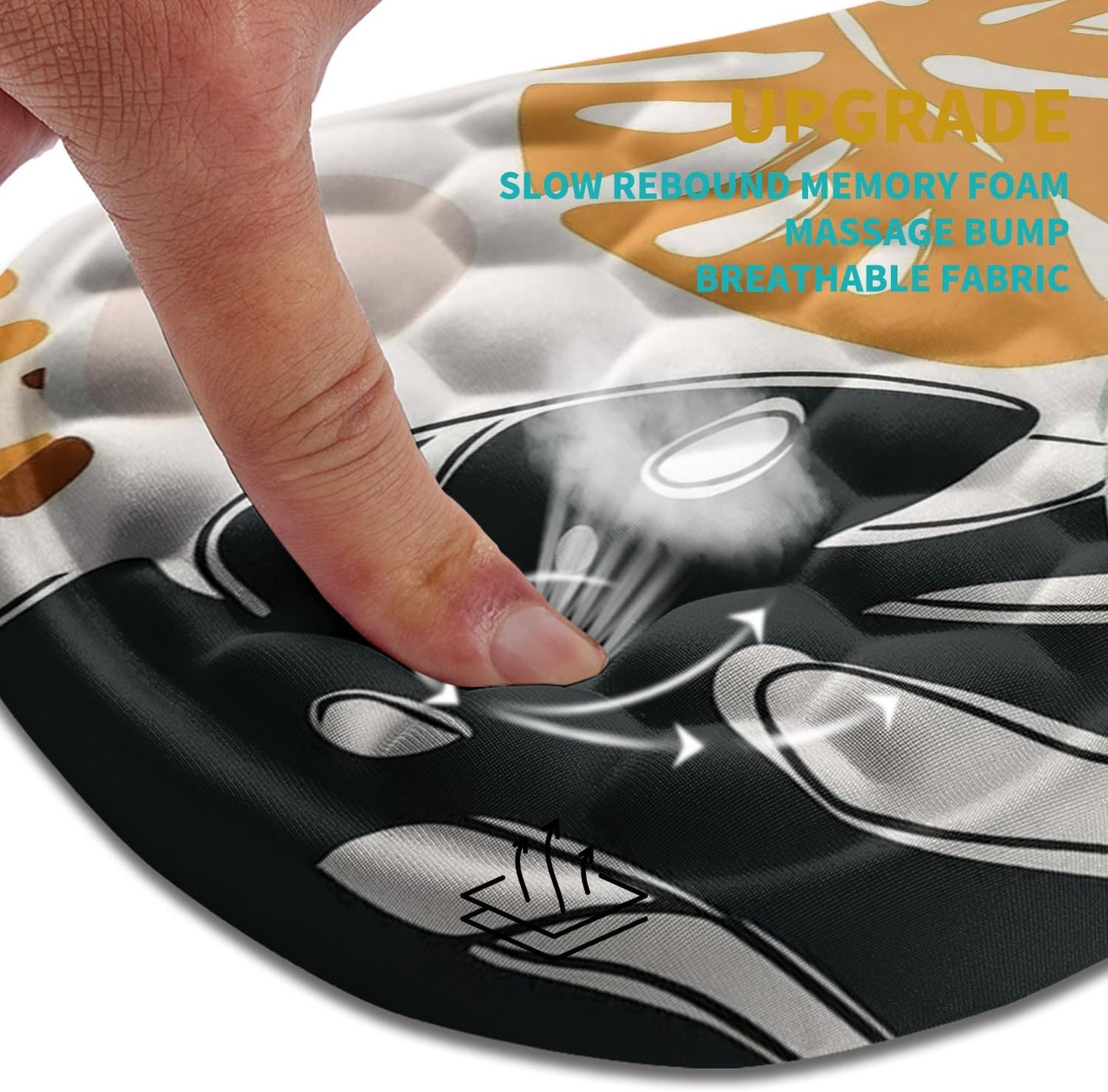 Hokafenle Ergonomic Mouse Pad Wrist Support, Wrist Rest Mousepad for Carpal Tunnel Pain Relief with Integrated Memory Foam Slope Massage Bulge (11.8x7.9 inch,Abstract Leaves