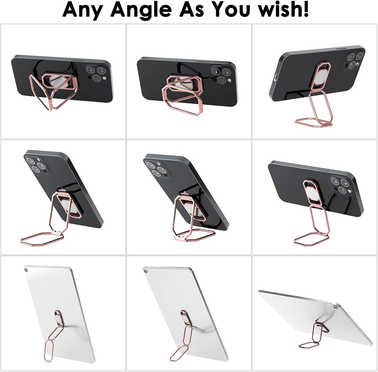 Phone Ring Holder Finger Kickstand, 360° Rotation Metal Phone Grip for Magnetic Car Mount Foldable Cell Phone Stand Compatible with Most Smartphones