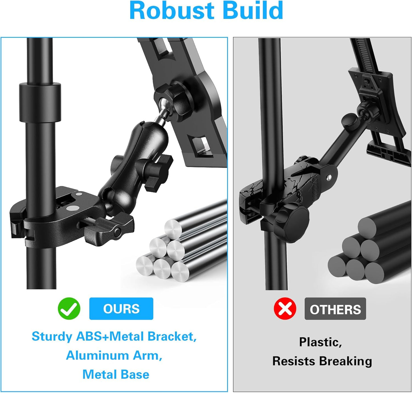 Treadmill Tablet iPad Holder, Aluminum Indoor Exercise Bike Handlebar Mount Clamp for Stationary Elliptical Bicycle Peloton Spin Bike Stroller, Compatible with 4.7"-12.9" Tablets/iPad/Phones