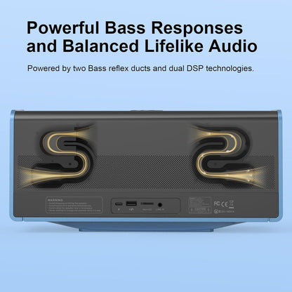 DOSS SoundBox Ultra Bluetooth Speaker with 2.1 Channel Audio, 80W Superior Sound with Deep Bass, Two DSP Technologies, 18H Playtime, BT 5.3, Wireless for Home, Office, Room-Blue