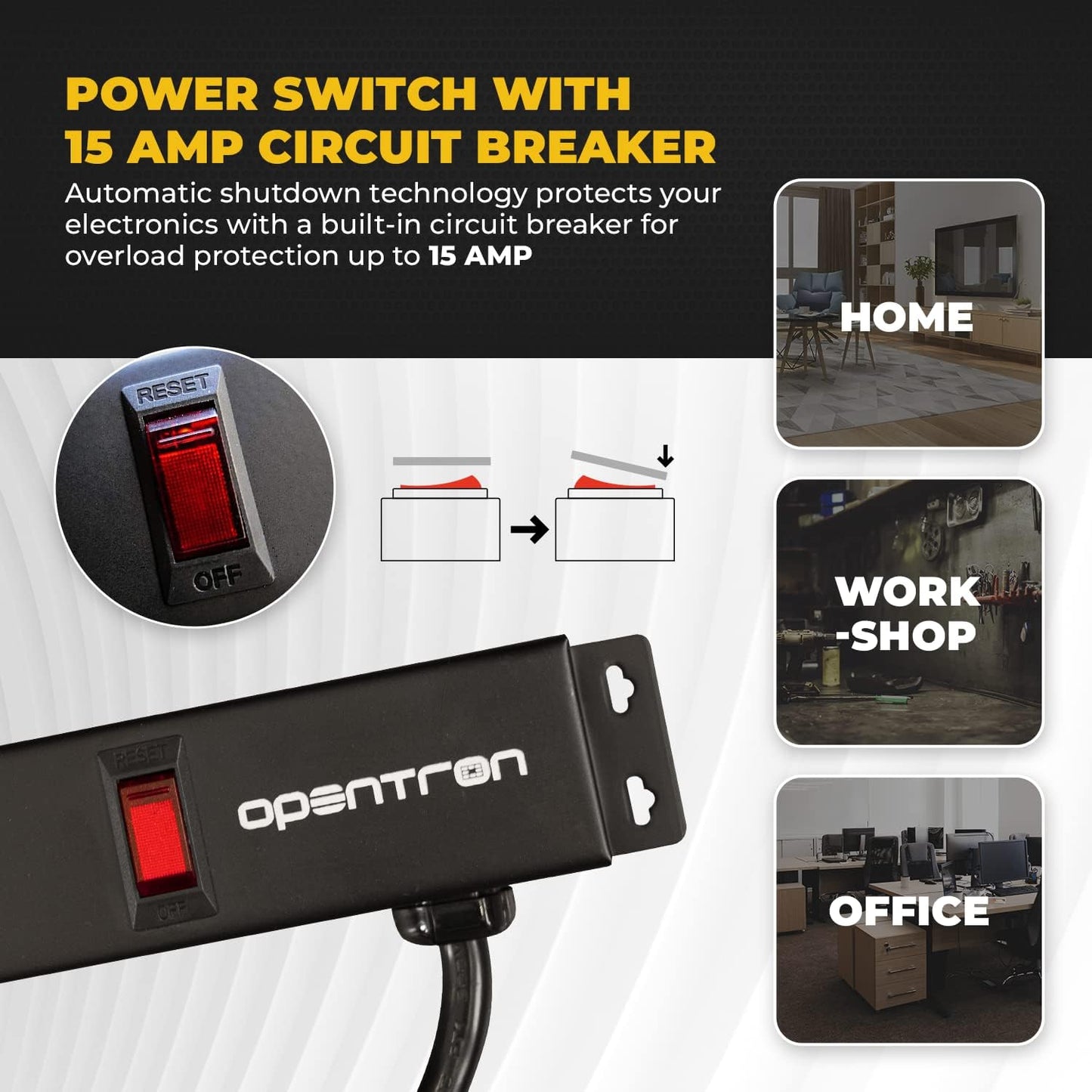 9 Black Verticle Outlets 6 Feet Power Cord Heavy Duty Metal Surge Protector Power Strip