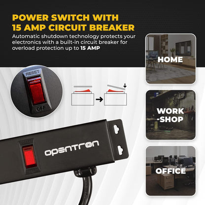 9 Black Verticle Outlets 6 Feet Power Cord Heavy Duty Metal Surge Protector Power Strip