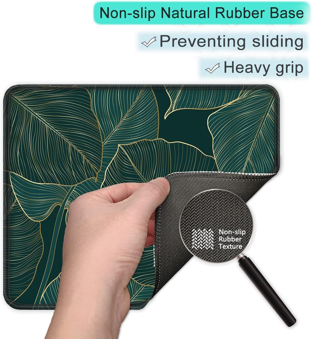 ITNRSIIET Mouse Pad with Stitched Edge Premium Textured Smooth Precise Operation Waterproof Washable Non-Slip Rubber Base Desktop Protection Mat, 10.2×8.3×0.12 inches, Palm Texture