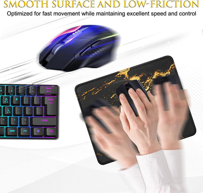 JIKIOU 3 Pack Mouse Pad with Stitched Edge, Comfortable Mouse Pads with Non-Slip Rubber Base, Washable Mousepads Bulk with Lycra Cloth, Mouse Pads for Computers Laptop Mouse 10.2x8.3in Yellow Gilding