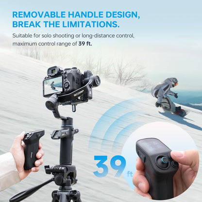 FeiyuTech SCORP Mini 3 Pro [Kit] Camera Gimbal – AI 4.0 Tracking, Detachable Handle [Bag+Fill Light+Extension Pole] 4.4lbs Payload – Gimbal Stabilizer for Mirrorless,Compact,Action Cam & Smartphones