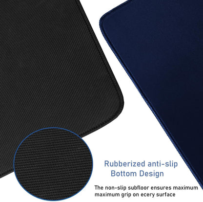 Large Extended Gaming Mouse Pad with Stitched Edges, Durable Non-Slip Natural Rubber Base, Waterproof Computer Keyboard Pad Mat for Esports Pros/Gamer/Desktop/Office/Home - Dark Blue