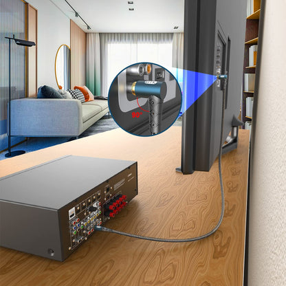 EMK RCA Subwoofer Cable 90 Degree RCA to RCA Audio Cable 24K Gold-Plated Nylon Braided Double Shielded Digital Analogue Supports Amplifiers,Home Theater,Hi-Fi Systems,Subwoofer(6.6ft/2m)