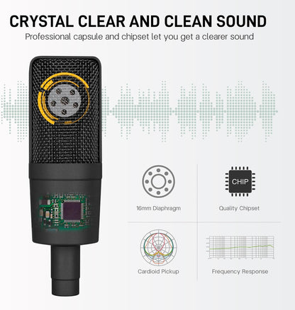 XLR Microphone Professional Cardioid Gaming Mic Kit with Desktop Stand,Shock Mount,Pop Filter,PC Computer Studio Condenser Microphone for Podcast Recording,Streaming,Voice Over,ASMR,YouTube