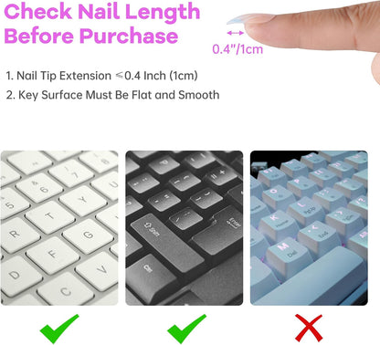 Tomorotec 80PCS Clear Silicone Raised Keyboard Key Cover Stickers for Long Nails, Soft & Smooth Surface Non-Slip Typing Protectors, Universal Fit for Most Standard Keyboards, Easy to Apply and Replace