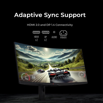 Deco Gear 34" 3440x1440 21:9 Ultrawide Curved Monitor, 180Hz, HDR10, 4000:1 Contrast Ratio, 99% sRGB, 16.7 Million Colors, Adaptive Sync, Blue Light Reduction