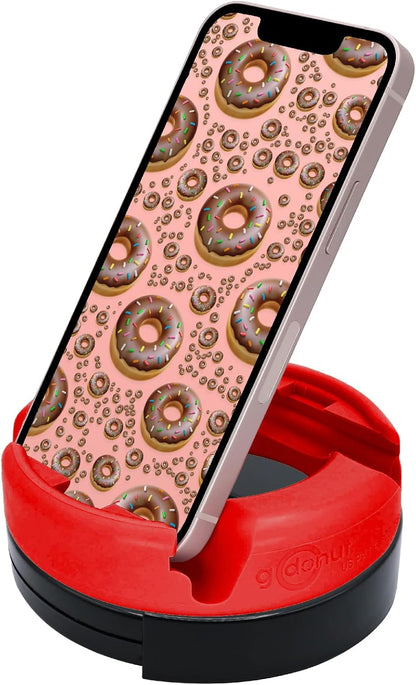 GoDonut – Phone Stand 360 Swivel – Cell Phone Holder + iPad Stand Desk Organizer - Compatible with Tablet, iPhone, Kindle & Most Smartphones – Red