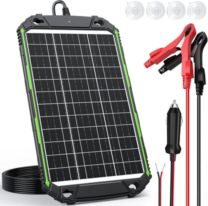 Sun Energise 15W 12V Solar Battery Charger Maintainer PRO, Built-in Smart MPPT Charge Controller, Waterproof 12 Volt Solar Panel Trickle Charging Kits for Car Auto Boat RV Marine Trailer Camper