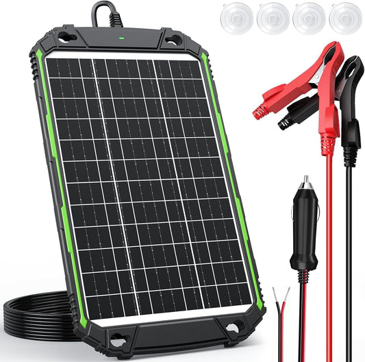 Sun Energise 15W 12V Solar Battery Charger Maintainer PRO, Built-in Smart MPPT Charge Controller, Waterproof 12 Volt Solar Panel Trickle Charging Kits for Car Auto Boat RV Marine Trailer Camper