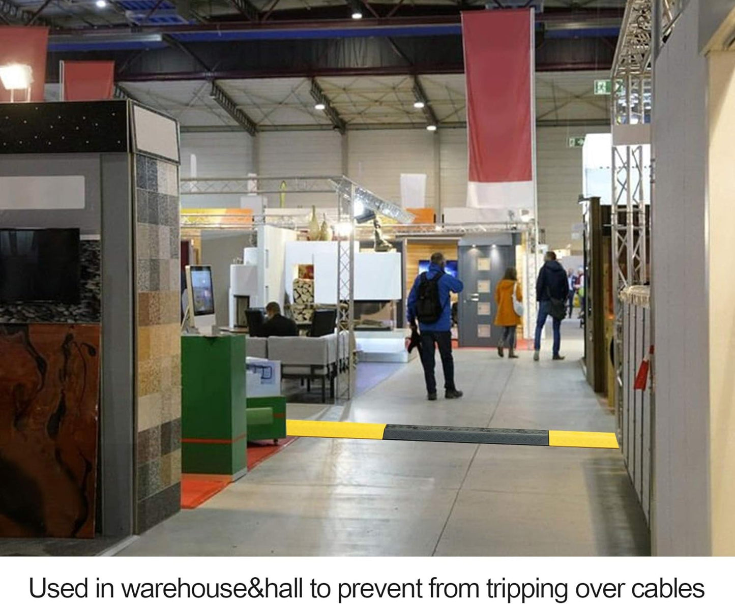 Medium 1 Piece - Floor Cord Cover Cord Protector Drop Over Drop Trak Cable Ramp for Office Warehouse - Black