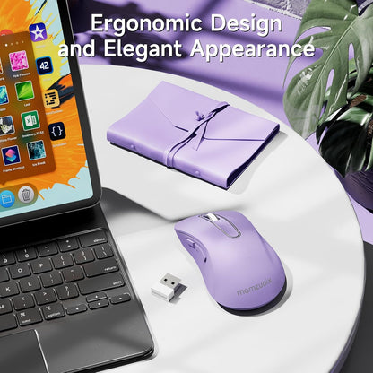 memzuoix 2.4G Wireless Mouse, 1400 DPI Computer Mice with USB Receiver, Portable Wireless USB Mouse Battery Powered Cordless Mice for Laptop, PC, Desktop, 5 Buttons (Lilac)