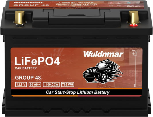 High Performance G48 12V 60AH Lithium Car Start-Stop Battery with 1100CCA and 60 Month Warranty