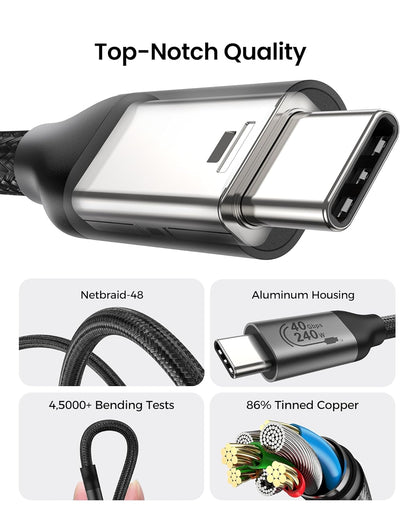 Silkland USB 4 Cable for Thunderbolt 4 Cable 3.3FT, 40Gbps Data Sync, 8K/5K USB C Monitor [USB-IF Certified] Netbraid-48 240W USB C Thunderbolt, Compatible for SSD, MacBook, iPad,Docking