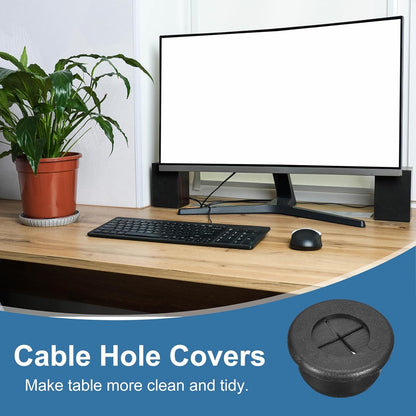 uxcell 4Pcs Cable Cord Grommet, 13/16"(20mm) Rubber Desk Grommets Wire Pass Through Hole Cover with Marked Cable Ties for Home Office Cable Wire Protection, Black