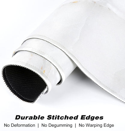 Extended Gaming Mouse Pad, XXL Large Desk Pad 30 x 14 Inch, Big Computer Keyboard Mousepad, Waterproof Mouse Mat with Stitched Edges and Non-Slip Base for Women Office Gaming, White Marble