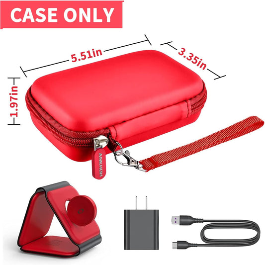 Travel Case for UCOMX for Nano/for Iseyyox/for LISEN/for RTOPS 3 in 1 Wireless Charger, Foldable Magnetic Charging Station Storage Holder Bag for Fast Charge Pad Cable and Adapter, Red-Box Only