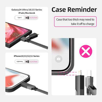 IDISON USB C Cable, 240W MAX 4 in 1 Charging Cord 5FT with E-Mark Chip, Fast Charging USB A/C to C/Lightning Cable for iPhone 16/15/14/13 Series, MacBook/Pad/Android/Tablets and More